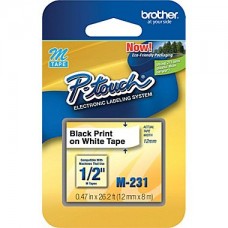 Brother 1/2" Black on White 26.2Ft tape (M231)