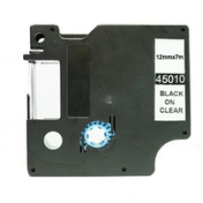 Dymo D1 Compatible Label Machine Tape, 1/2", Black on Clear (45010)